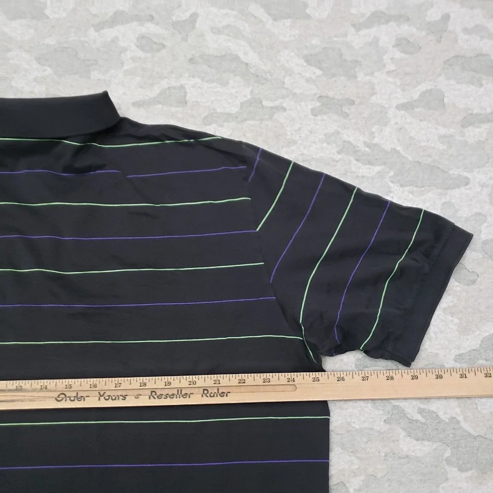 VTG Polo Golf Ralph Lauren Polo Shirt Mens XL Black Short Sleeve Striped Branded